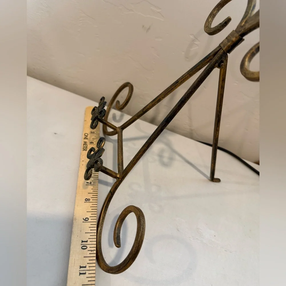 Large Wrought Iron Black Gold Easel‎  Picture Frame Art Display Stand 11” Tall